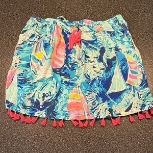 Lilly Pulitzer Swim Cover Up in Blue & Pink sailboat Pattern - size medium